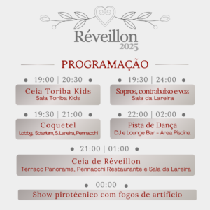 Menu Réveillon 2025 - Hotel Toriba em Campos do Jordão